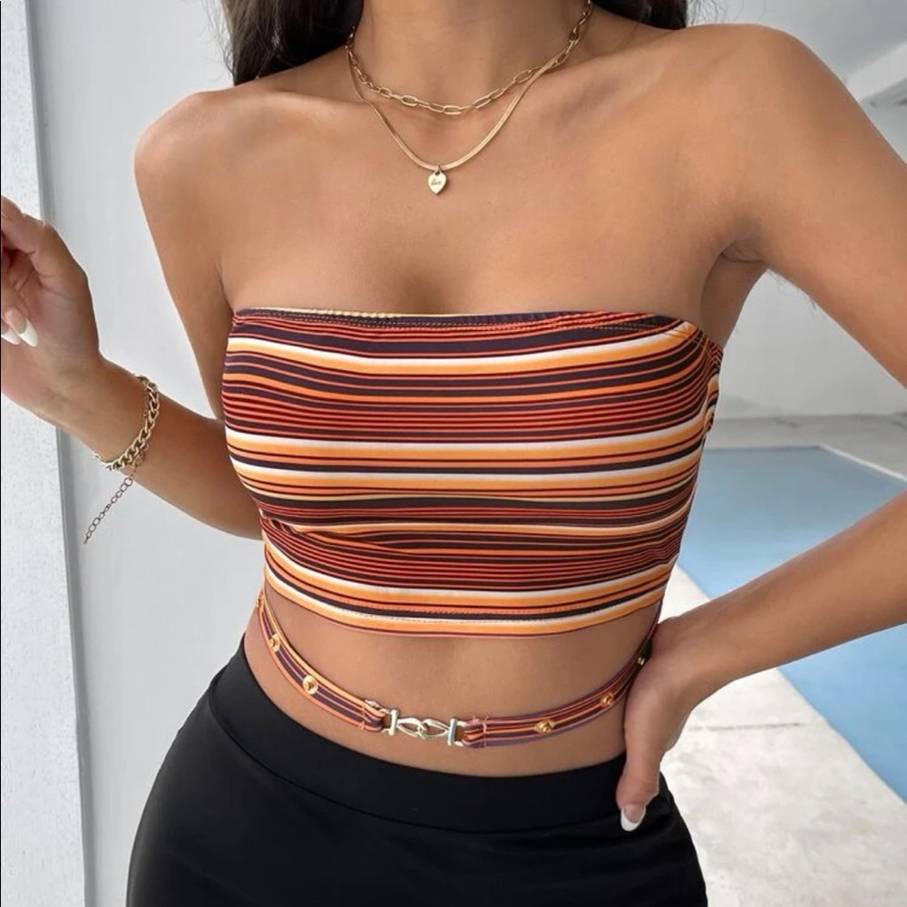 Boho Strapless Crop Top + Head Scarf